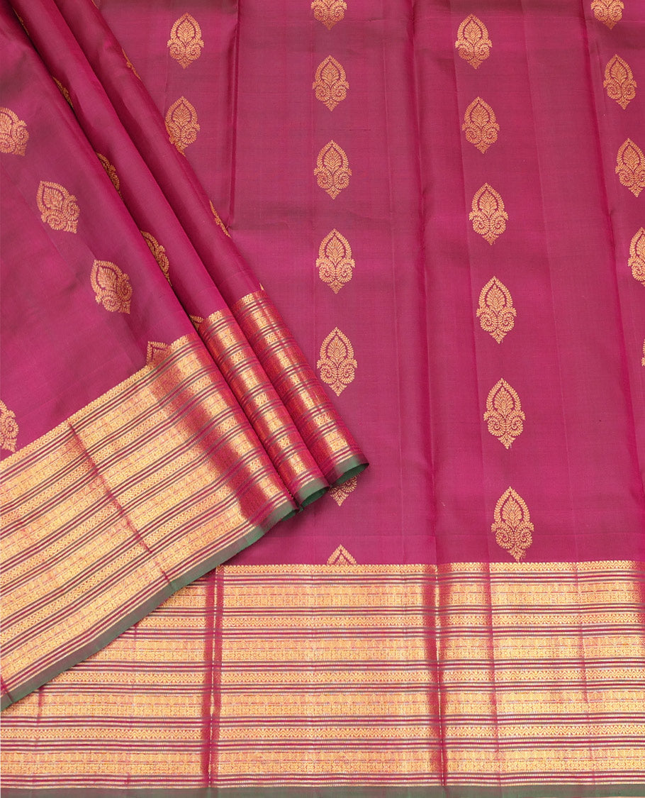 Wine Pure-Silk Half-Saree