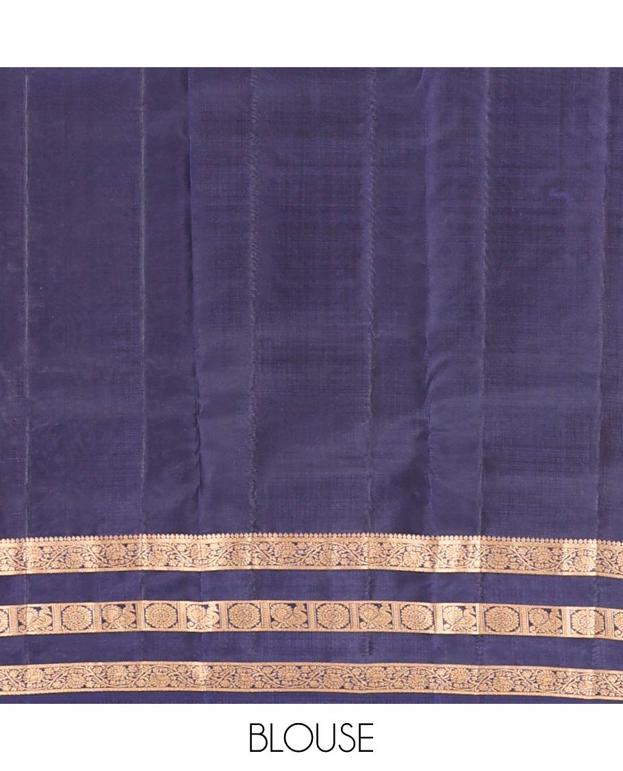 Pink zari buttas Vasundhara silk mix saree, contrast border of thilakam mokku, kathir, kodi visiry, and annam chakram designs, and pallu steeped with traditional designs