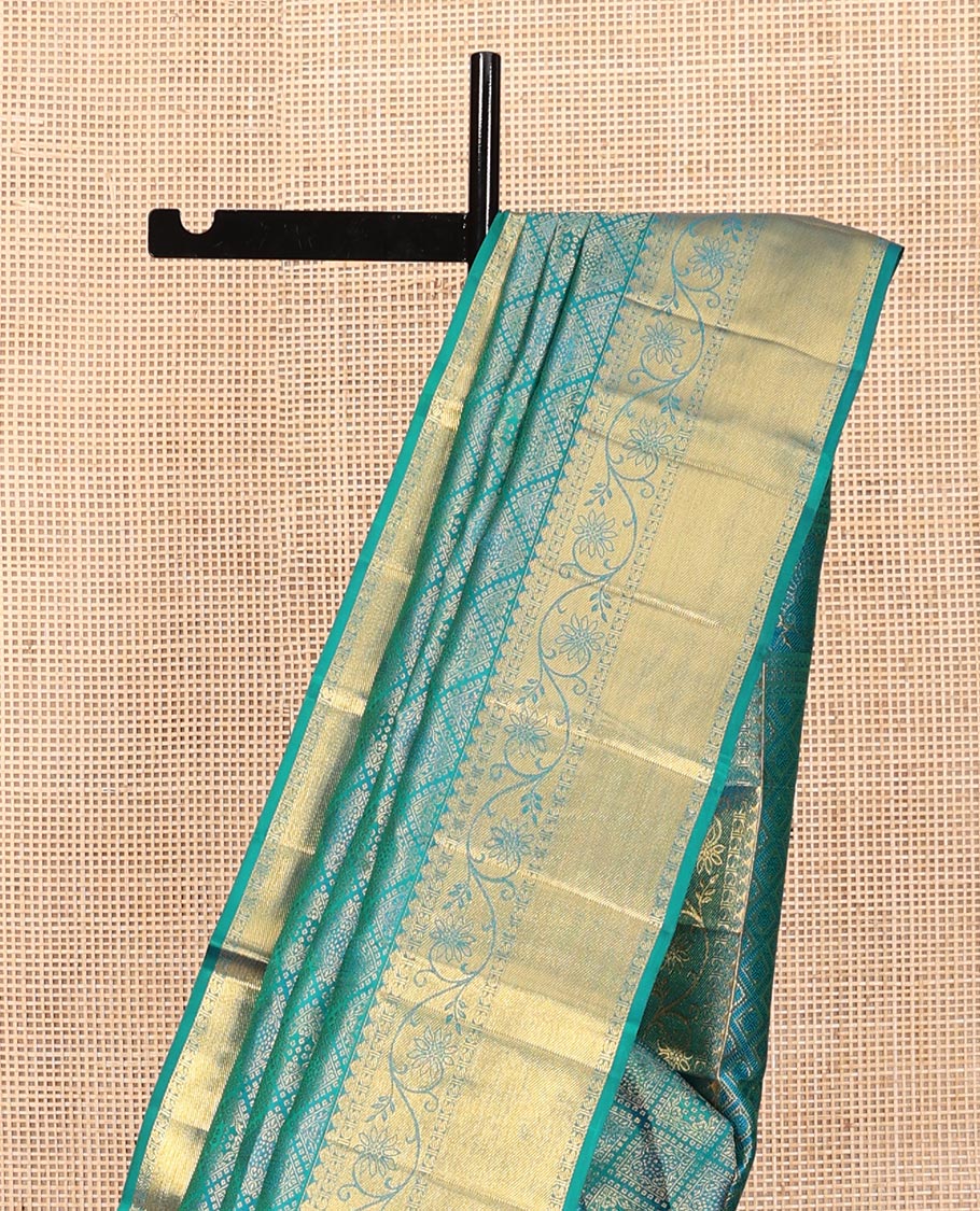 Peacock Blue Kanchipuram Wedding Silk Saree