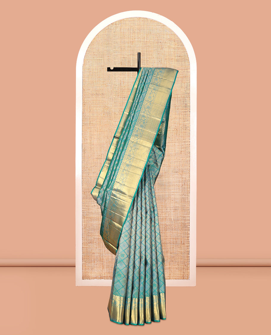 Peacock Blue Kanchipuram Wedding Silk Saree