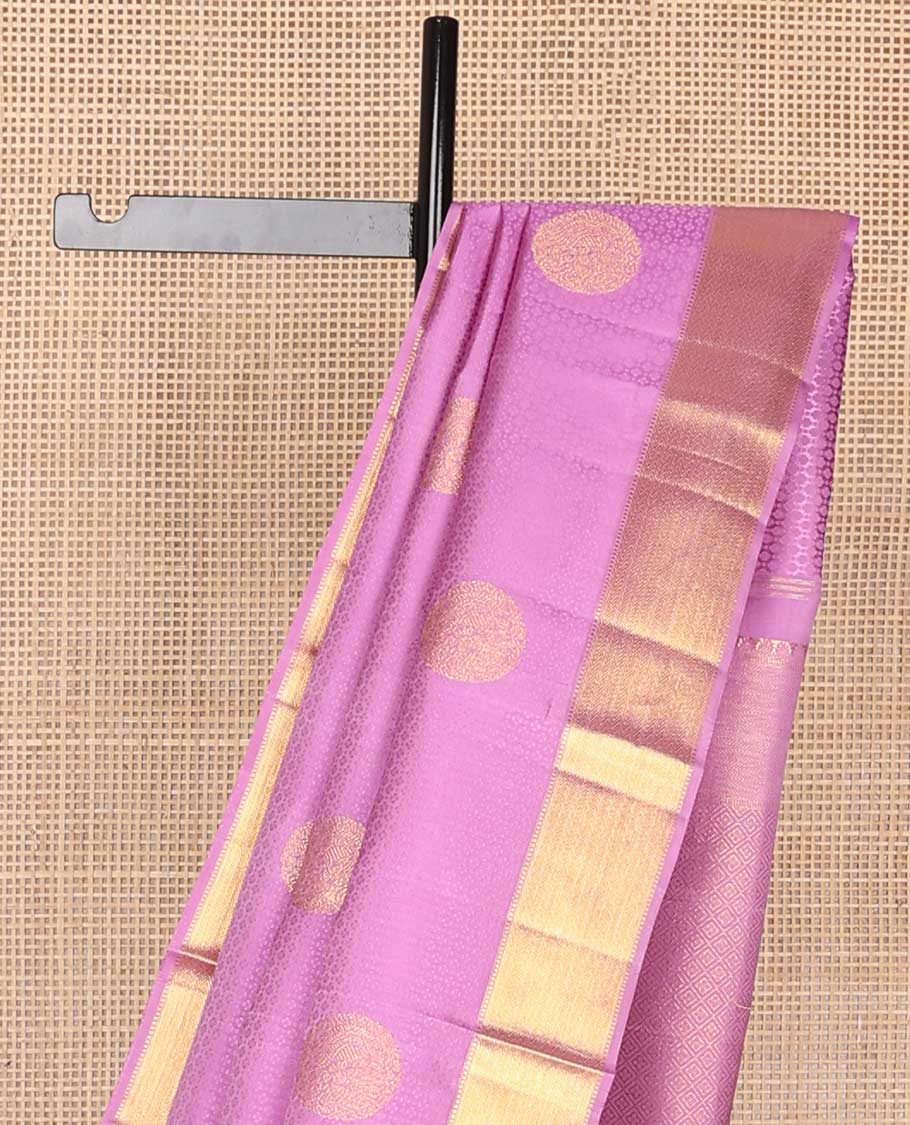 Purple buttas silk saree with self border of muthu, vanki design & argyle design pallu