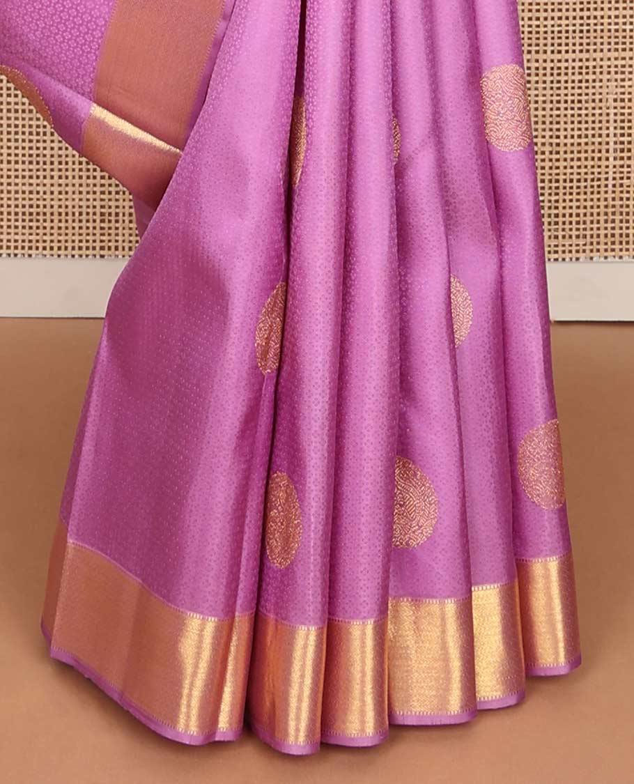 Purple buttas silk saree with self border of muthu, vanki design & argyle design pallu