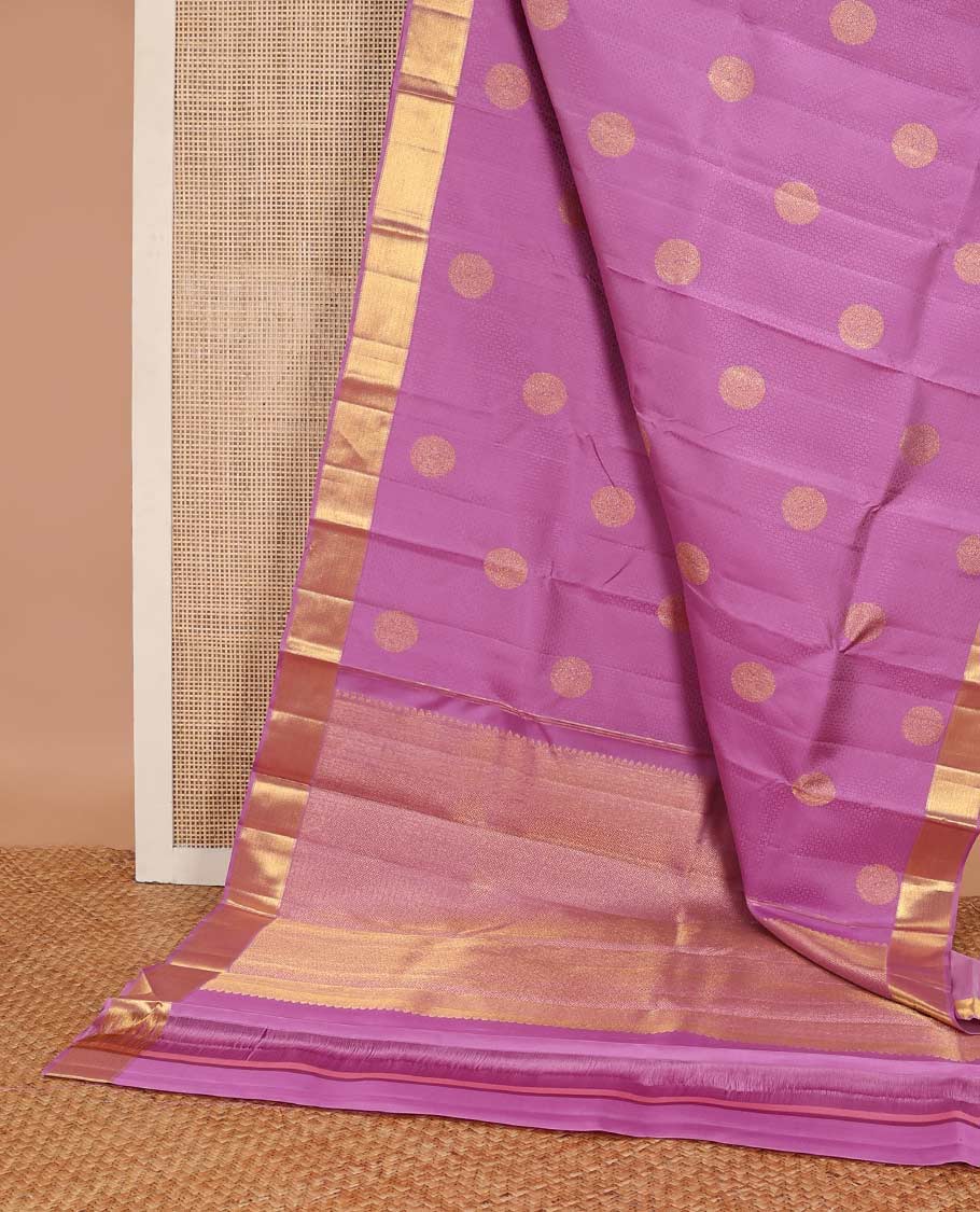 Purple buttas silk saree with self border of muthu, vanki design & argyle design pallu
