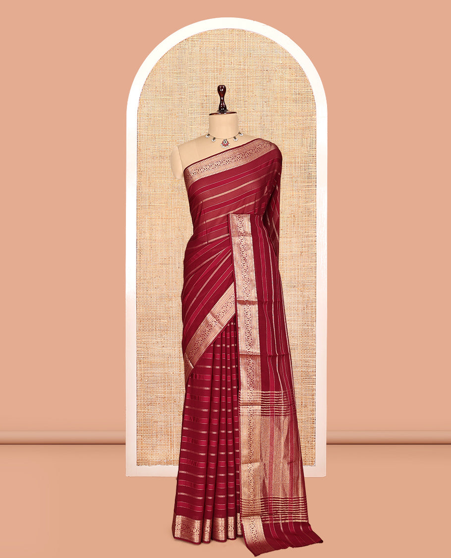 Maroon Semi Mysore Silk Saree