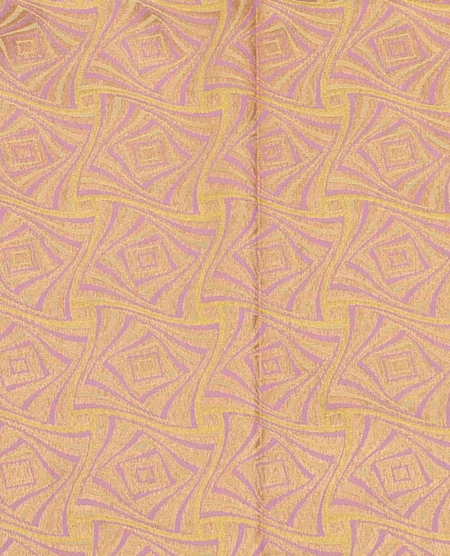 Yellow jacquard pure-mix half-saree, contrast border of traditional zari designs, zari design blouse & dhavani