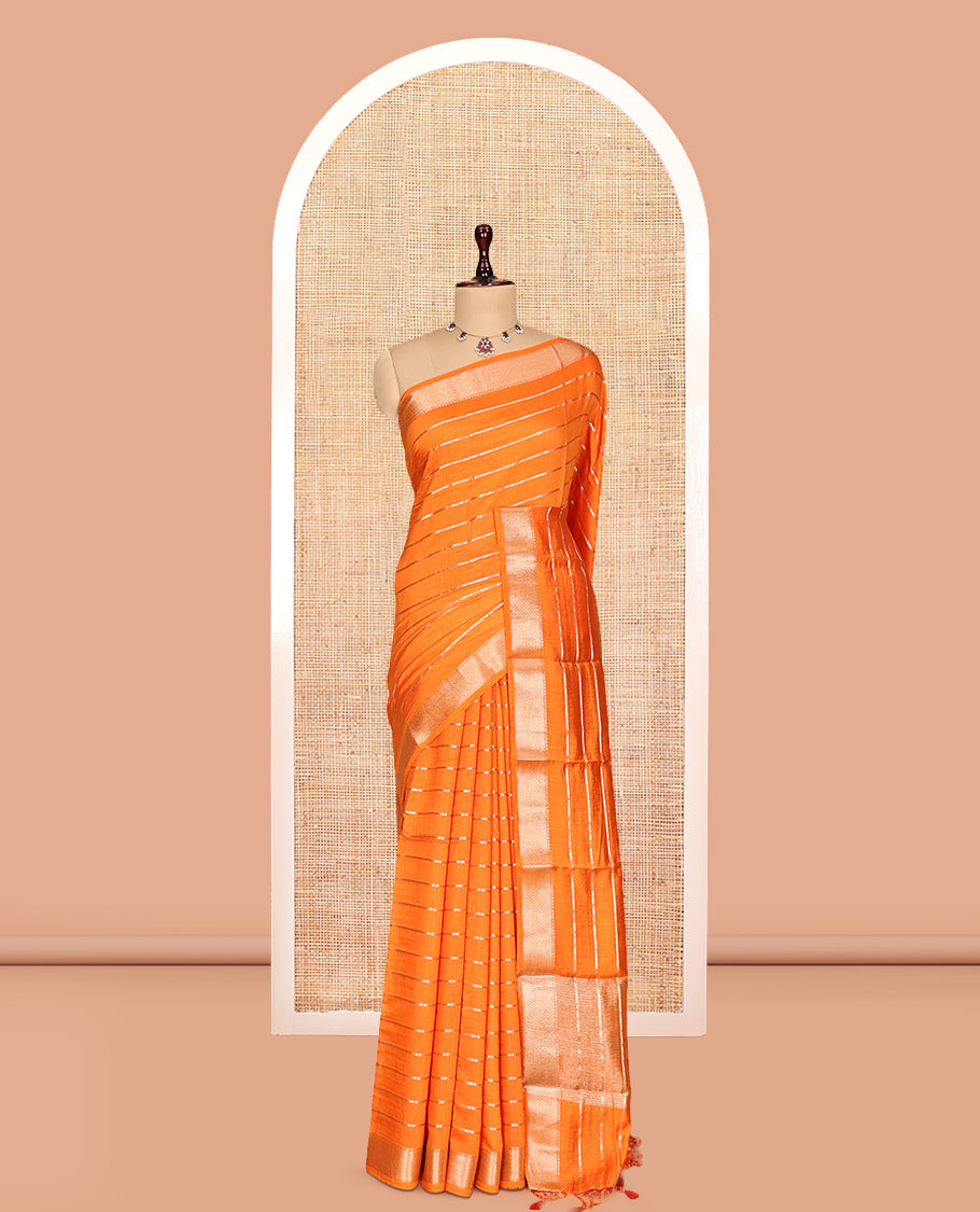 Orange Assam Silk Saree