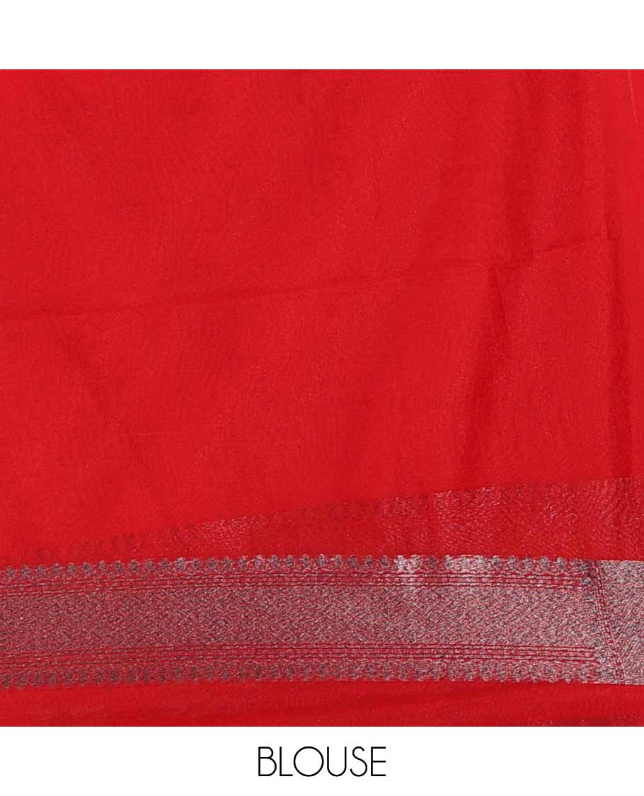 Blue diagonal zig-zag floral vine woven fancy saree, contrast zari border, and zari woven pallu