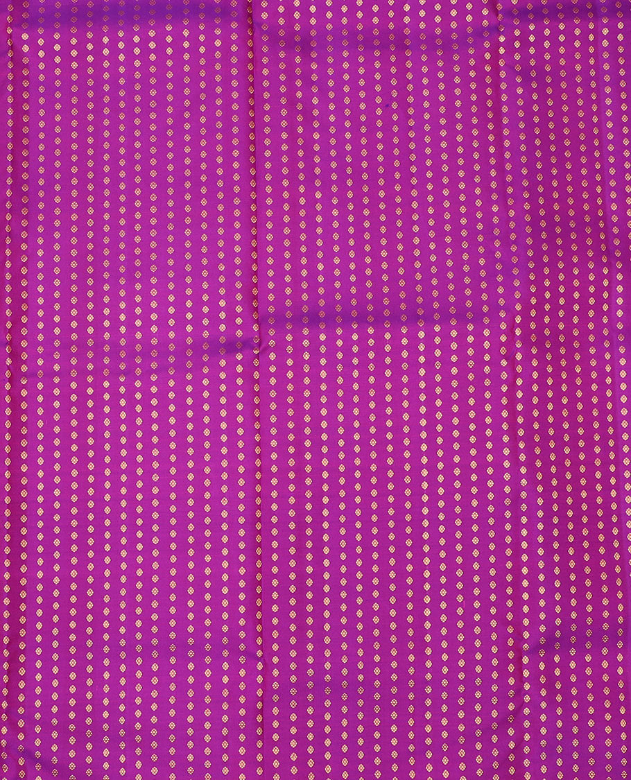 Pink zari buttas pure-silk half saree, contrast border & blouse of traditional designs, zari design dhavani