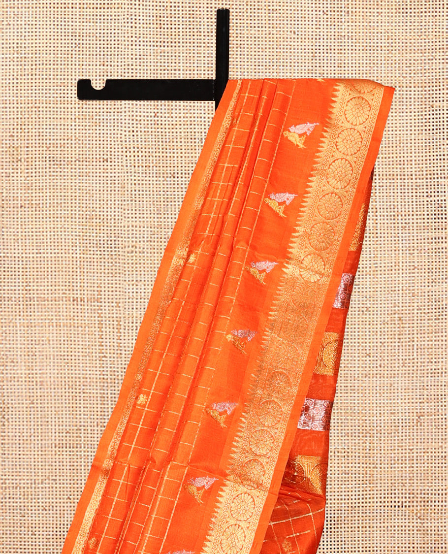 Orange Venkatagiri Silk Saree
