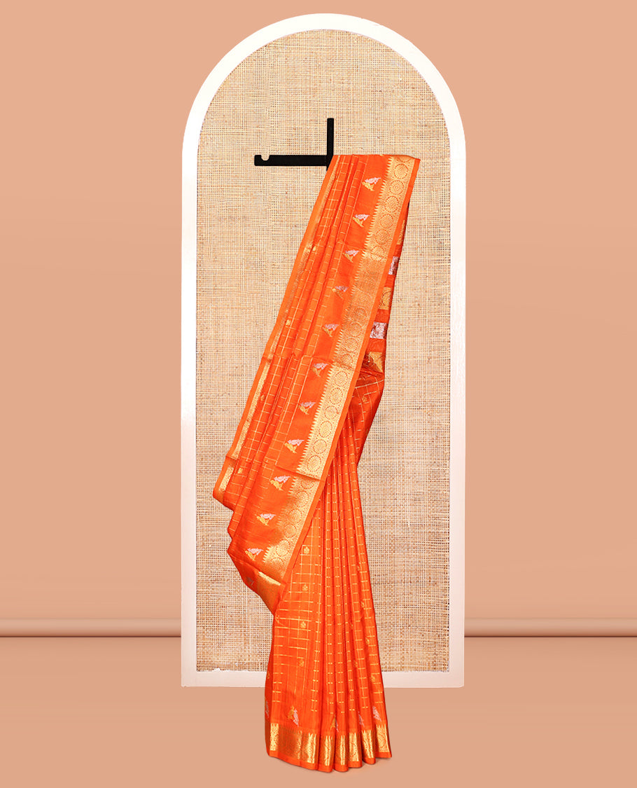 Orange Venkatagiri Silk Saree