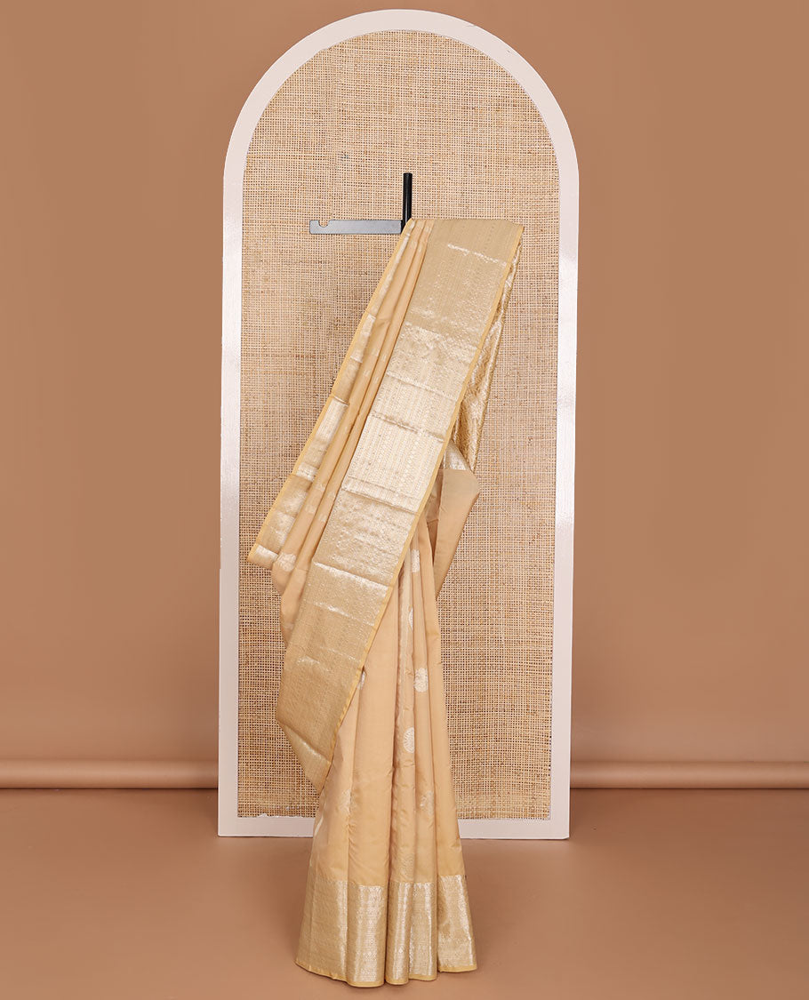 Sandal zari buttas Vasundhara elite silksaree, traditional zari design border & pallu of floral design