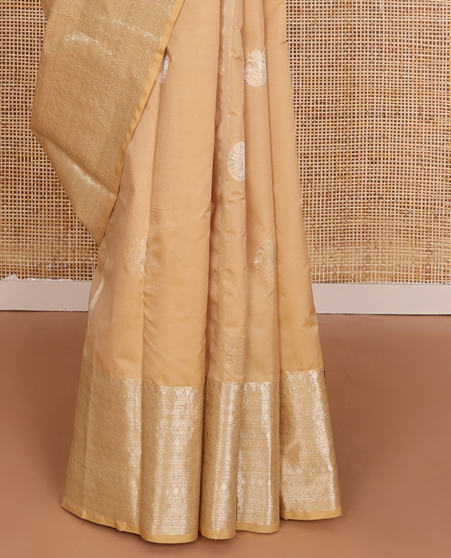 Sandal zari buttas Vasundhara elite silksaree, traditional zari design border & pallu of floral design