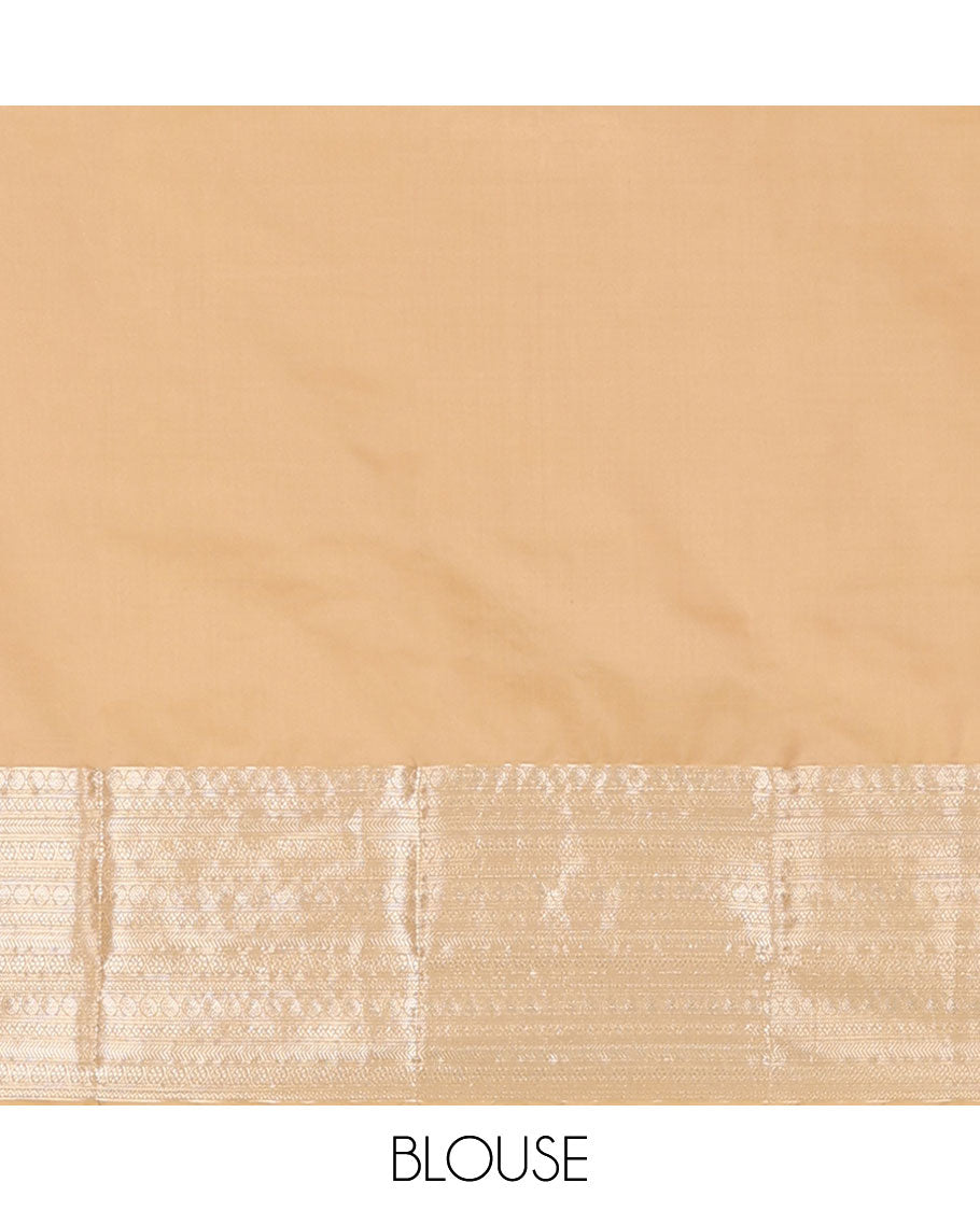 Sandal zari buttas Vasundhara elite silksaree, traditional zari design border & pallu of floral design