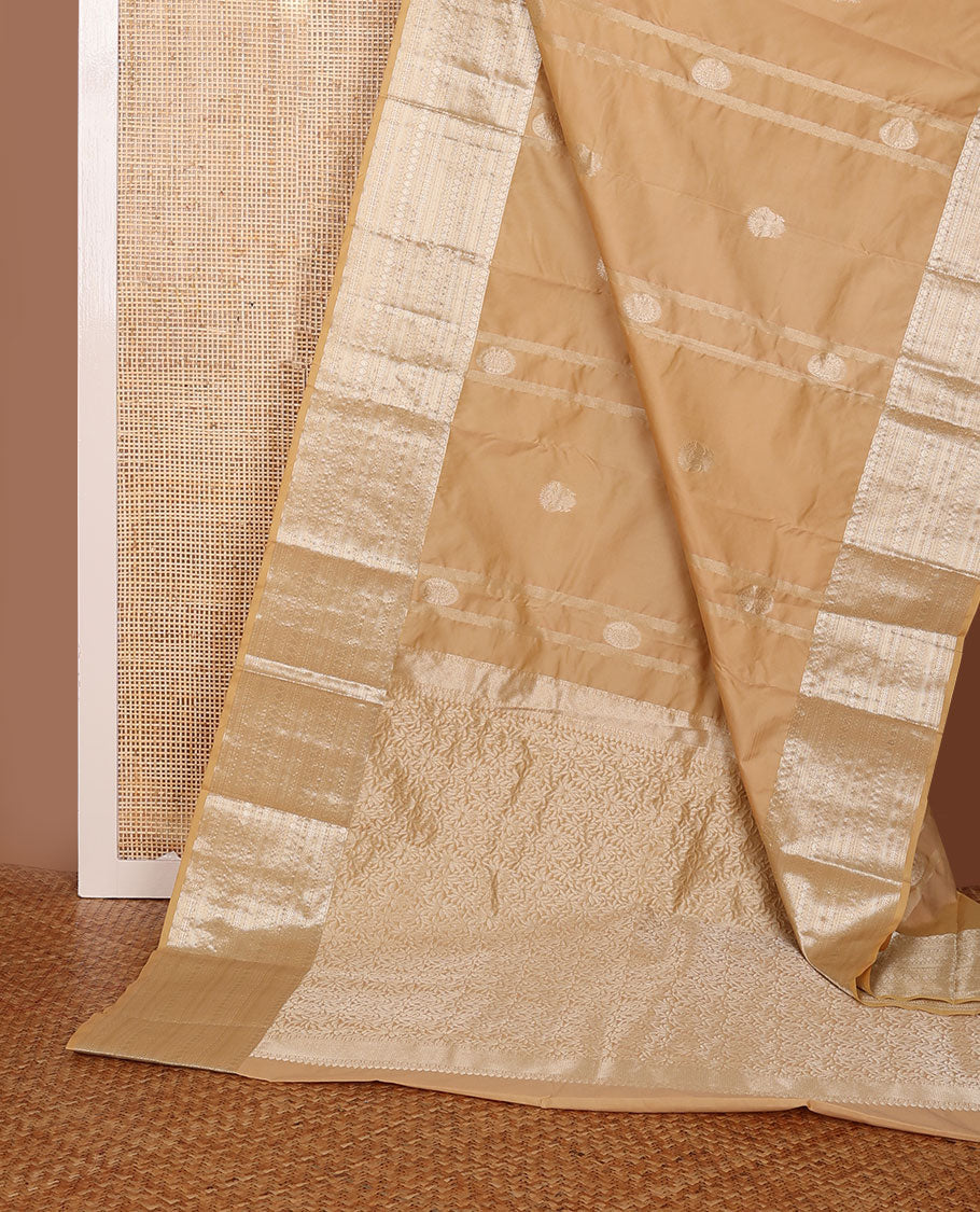 Sandal zari buttas Vasundhara elite silksaree, traditional zari design border & pallu of floral design