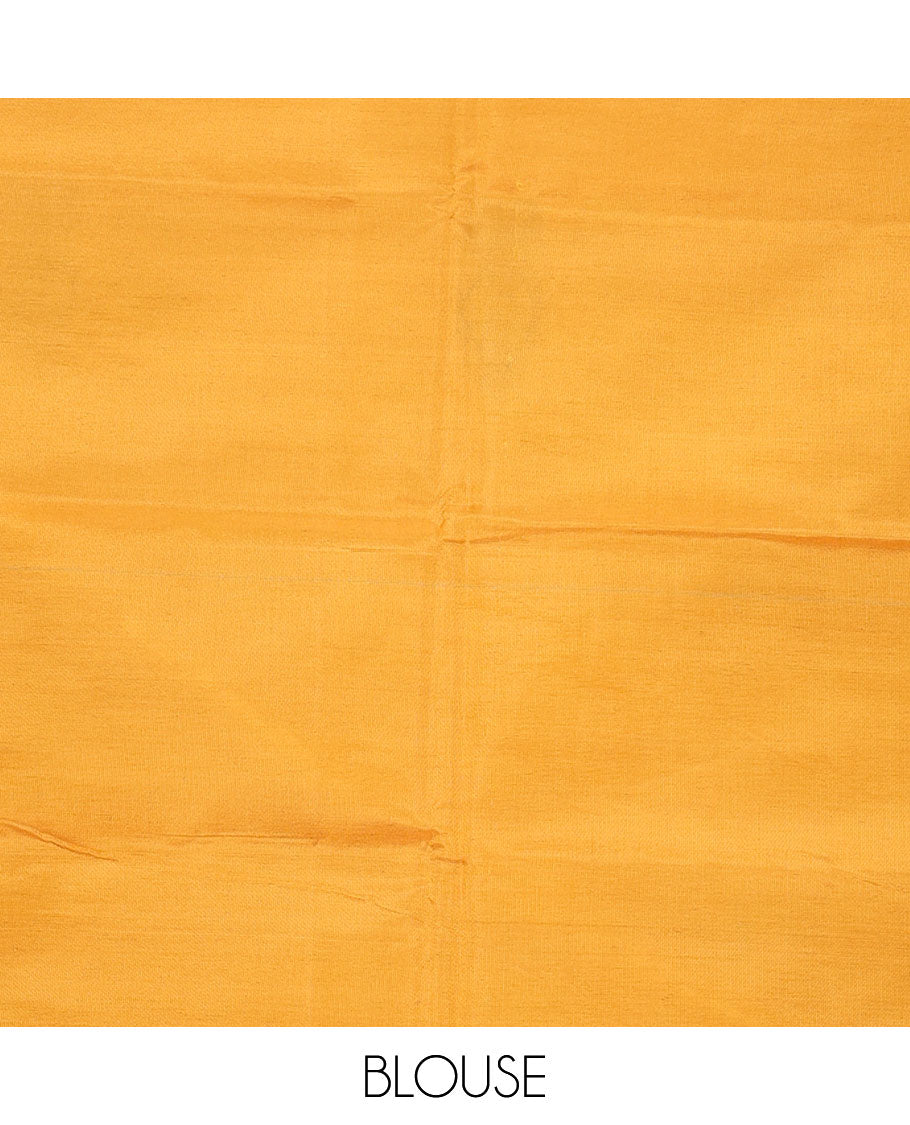 Borderless blue zari buttas banana pith saree, contrast pallu of buttas