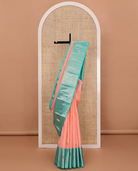 Pink manga zari buttas silksaree,contrast border of rettai neli,kathir,mayil kann,mayil & meen & ara maadam-style design pallu