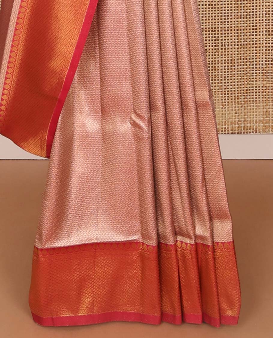 Light Pink jacquard softy saree with contrast zari design border & floral design pallu