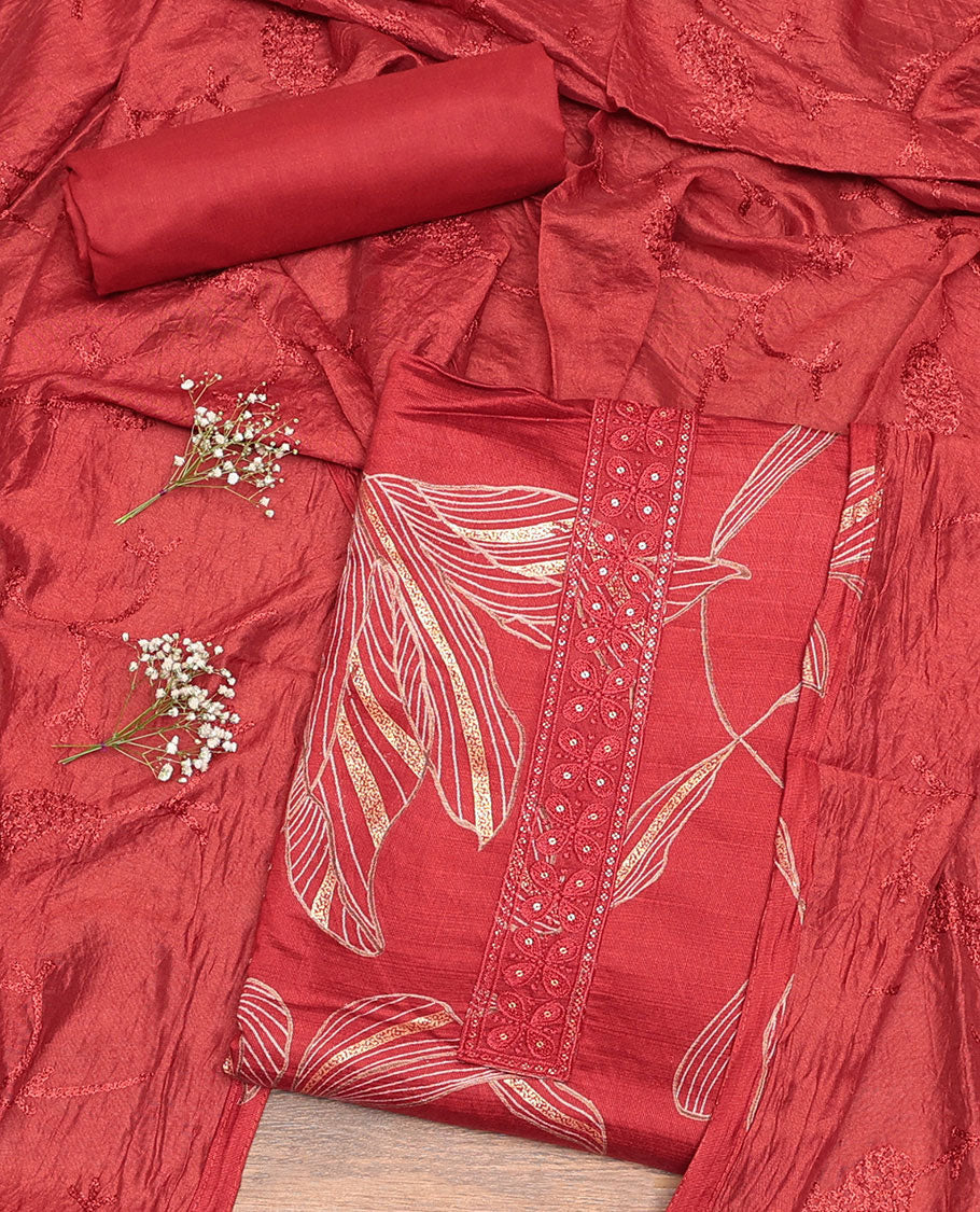 Red Rayon Material Chudidar Set