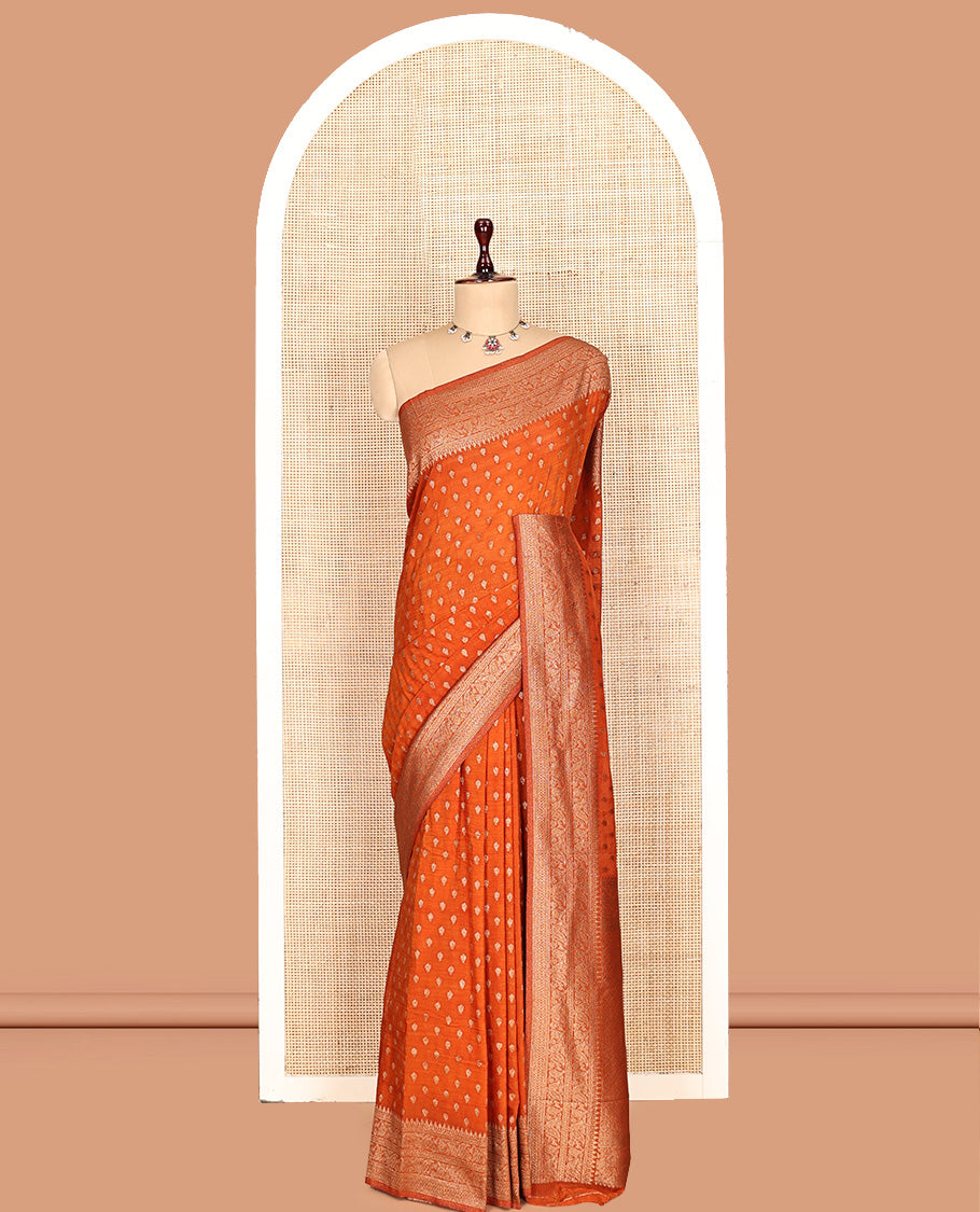 Orange Fancy Crepe Saree