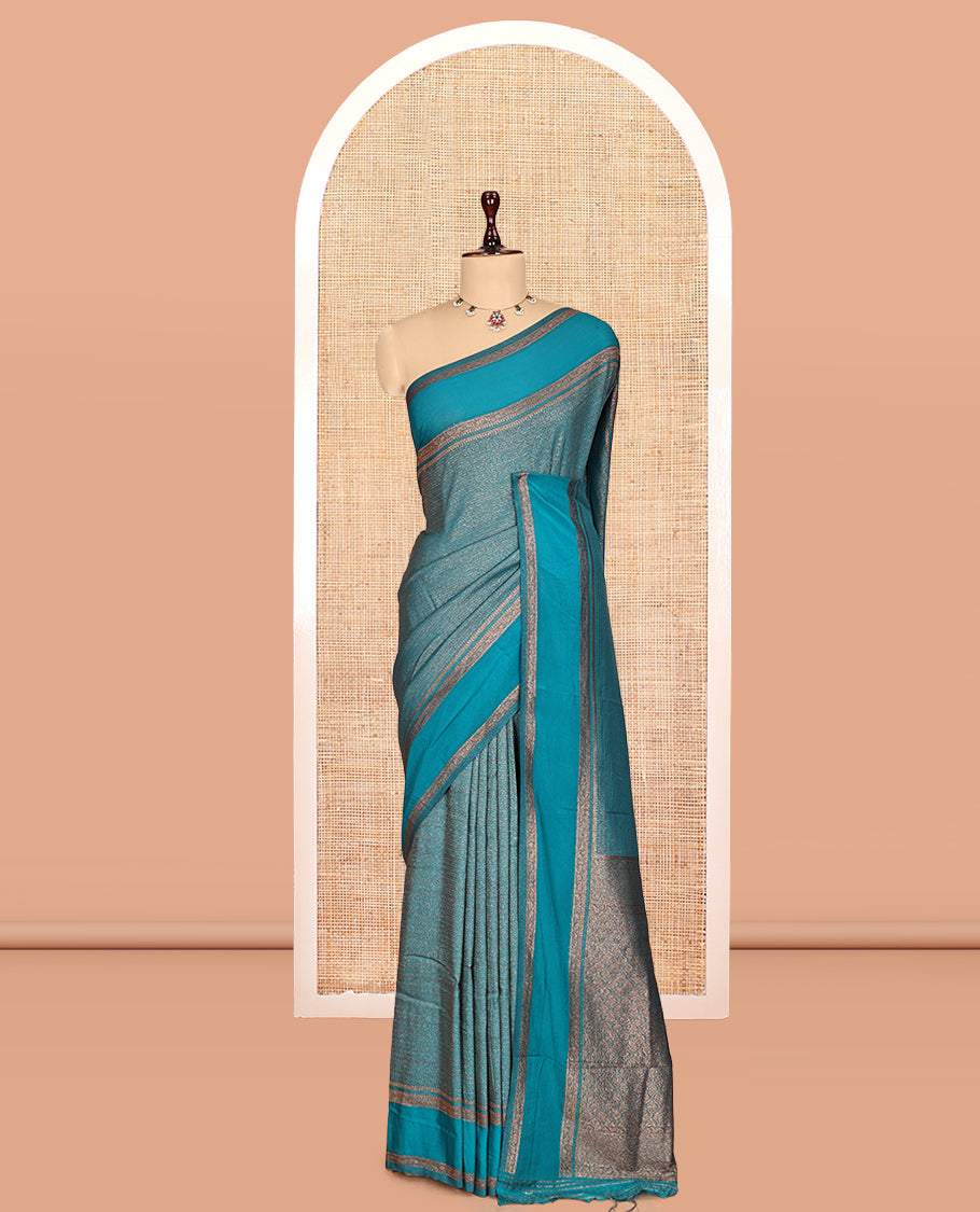 Blue Fancy Crepe Saree