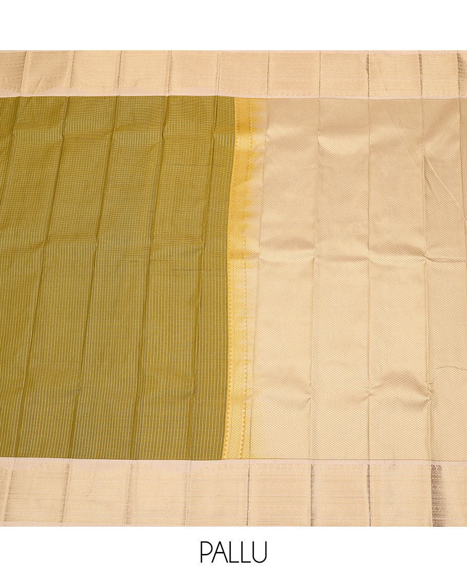 Green checked budget silk saree, contrast traditional zari design birder, and jaal pallu