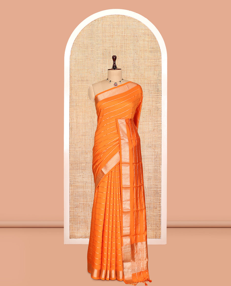 Orange Assam Silk Saree