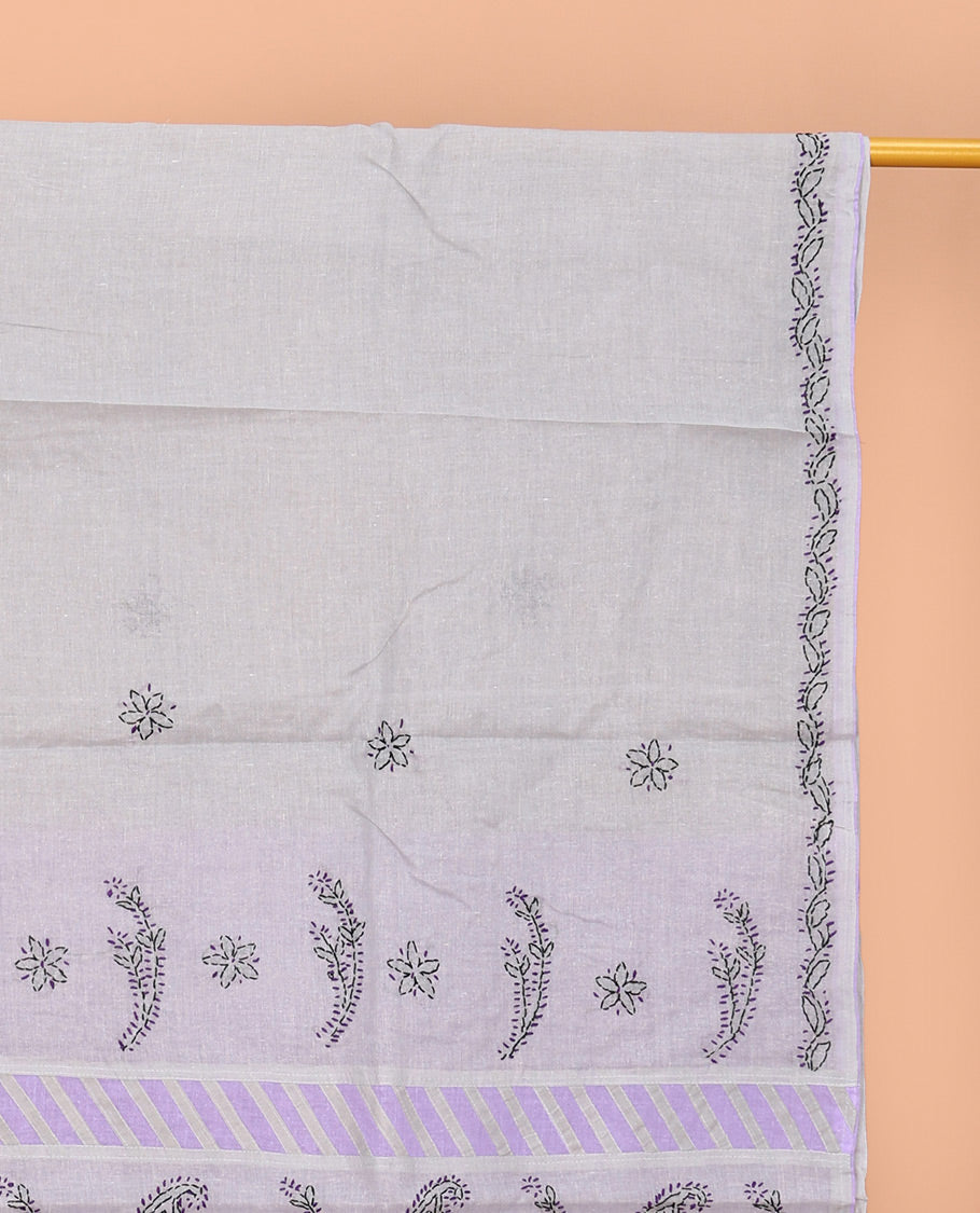 Grey Lucknowi Chikankari Saree