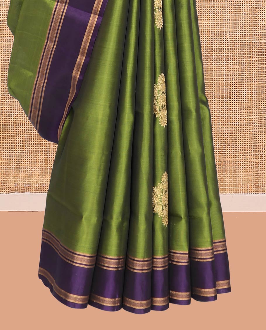Leaf Green Mayuri Lite Silk Mix Saree
