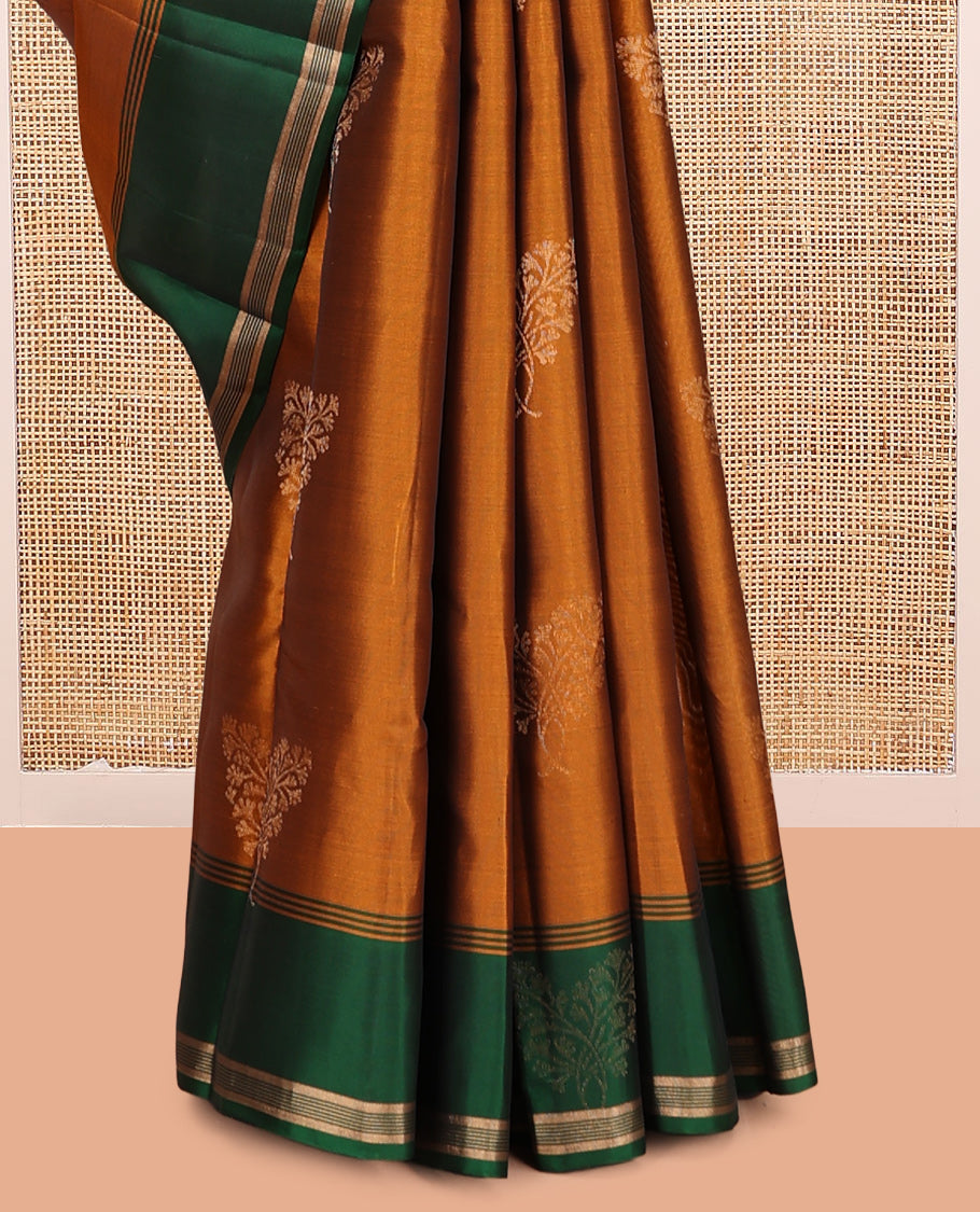 Orange Zari Buttas Mayuri Lite Silk Mix Saree