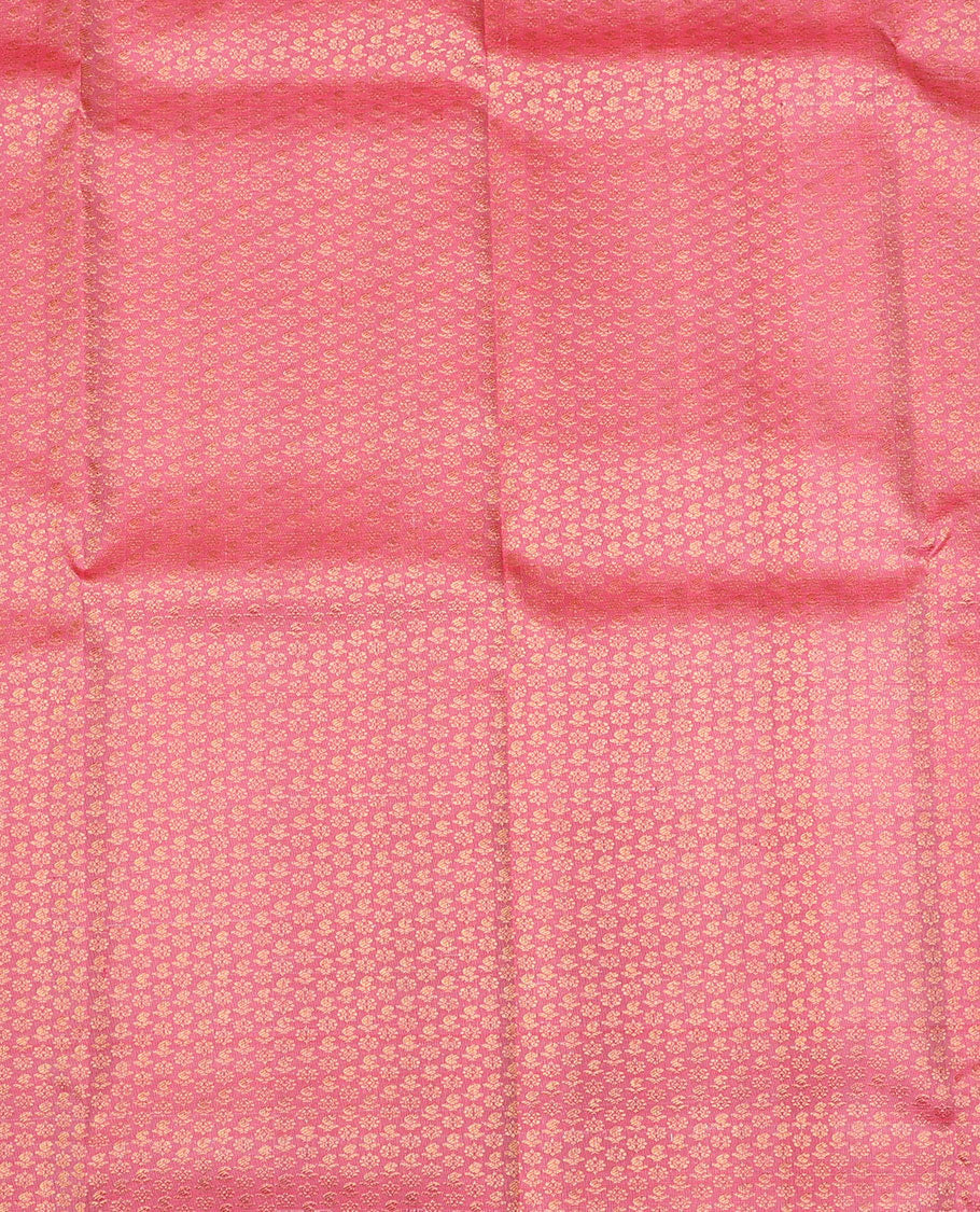 Pink zari buttas pure-silk half saree, contrast border & blouse of dhavana kodi,muthu, neli & then kuli kann design, zari design dhavani