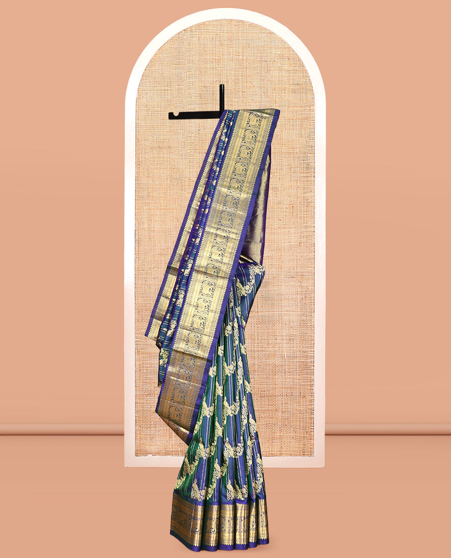 Blue Jacquard Venkatagiri Silk Saree, a Traditional Zari Border, Jaal Pallu, and a Matching Blouse