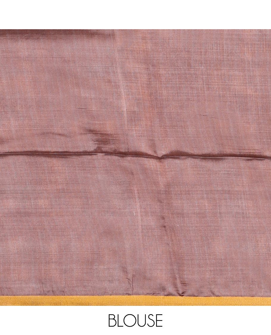 Maroon Pichwai lotus vine digital printed banana pith saree, contrast plain piping border, and lotus vine printed pallu