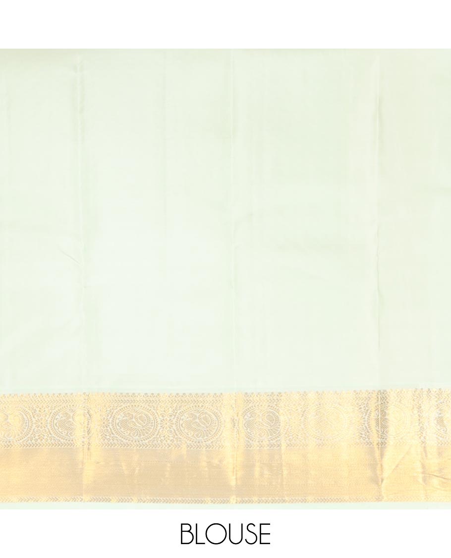 Pink zari buttas silksaree, contrast border of kathir, floral & round mayil designs & zari-rich jaal pallu