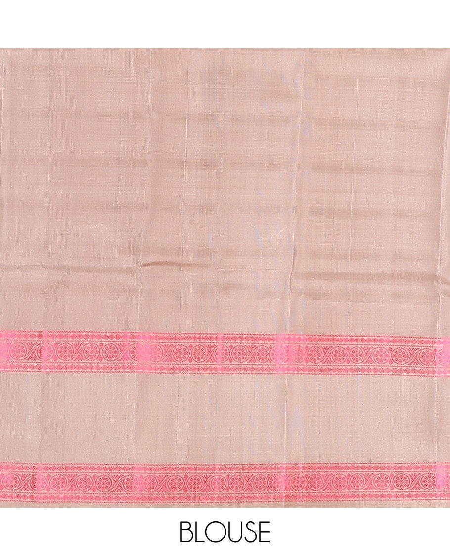 Green zari design soft silk saree, contrast rettai pettu border of rudraksham, and chakram designs, and jaal pallu