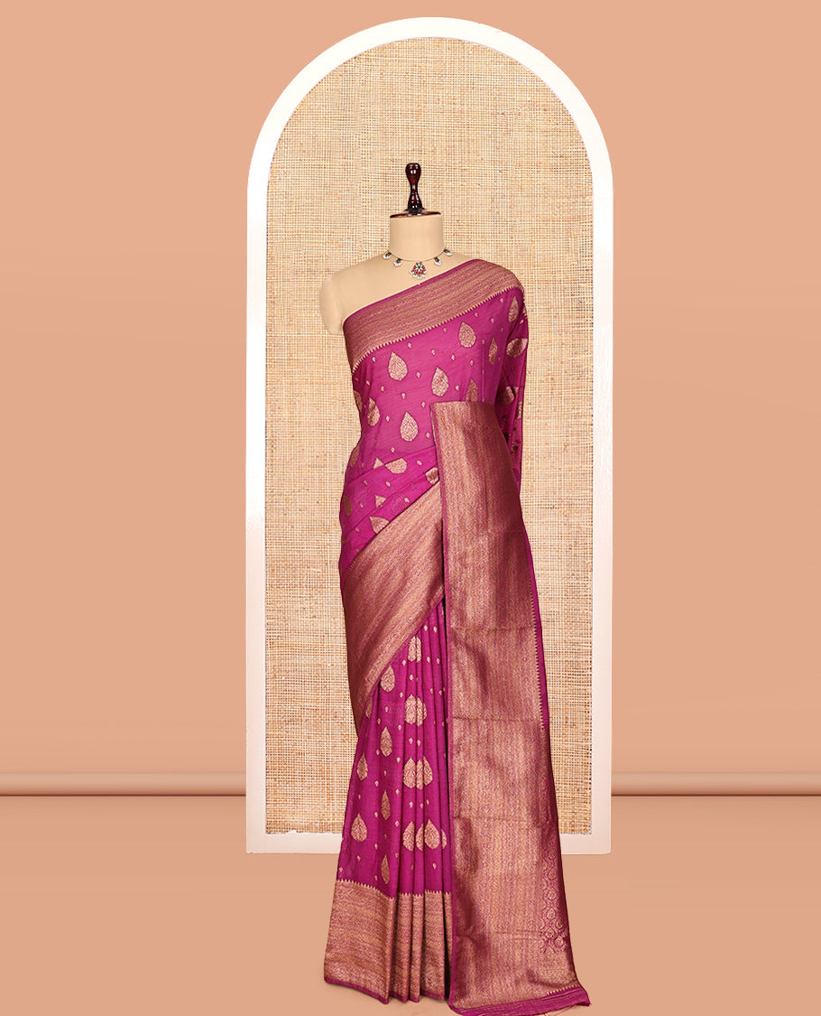Magenta Fancy Crepe Saree