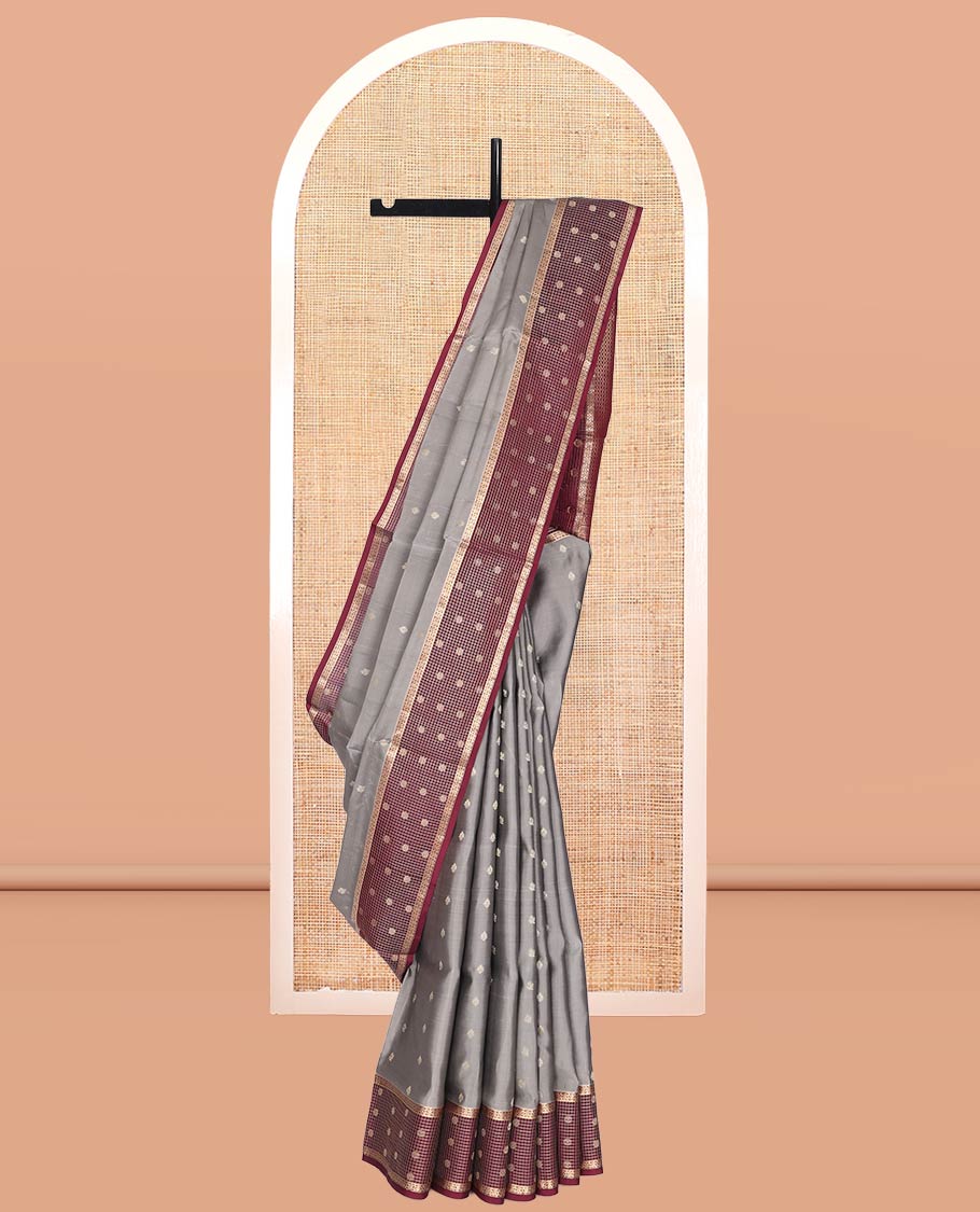 Grey Mayuri Lite Silk Mix Saree