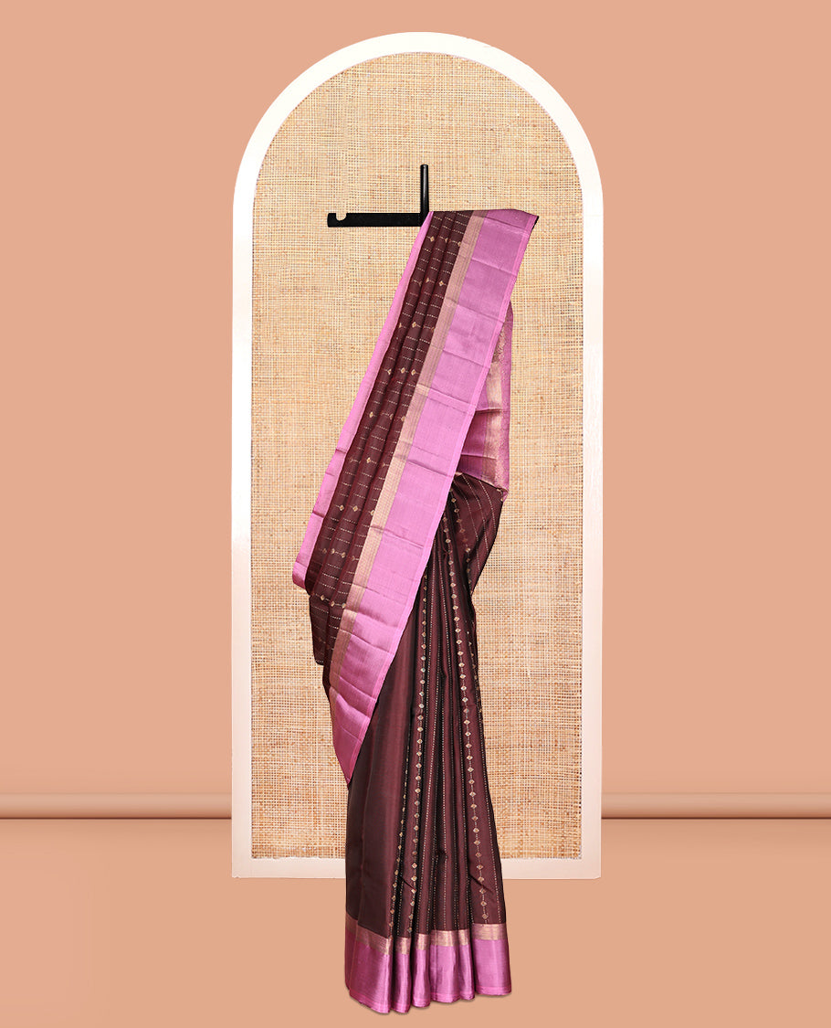 Brown Mayuri Lite Silk Mix Saree