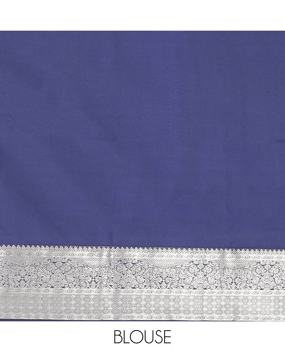 Lavender zari buttas soft silk saree, contrast traditional zari design border, and jaal pallu