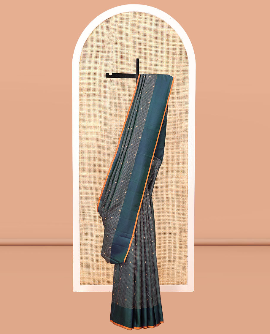 Blue Vasundhara Silk Saree, Steeped with Richness of Zari Buttas, a Plain Border, Jaal Pallu, and a Contrast Blouse