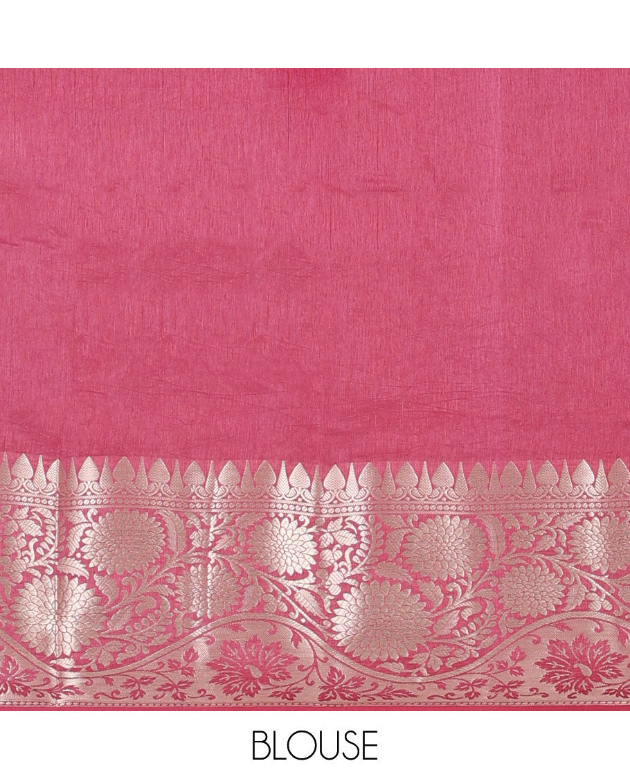 Maroon floral buttas, and diagonal striped silk saree, contrast traditional zari border of floral creeper design & Mughal floral design pallu