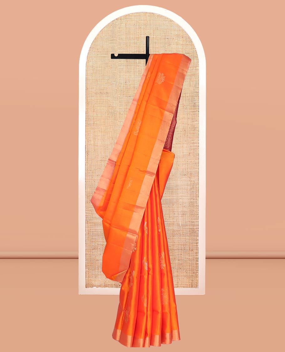 Orange Mayuri Lite Silk Mix Saree