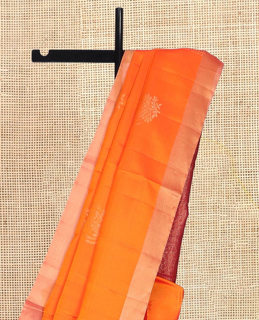 Orange Mayuri Lite Silk Mix Saree