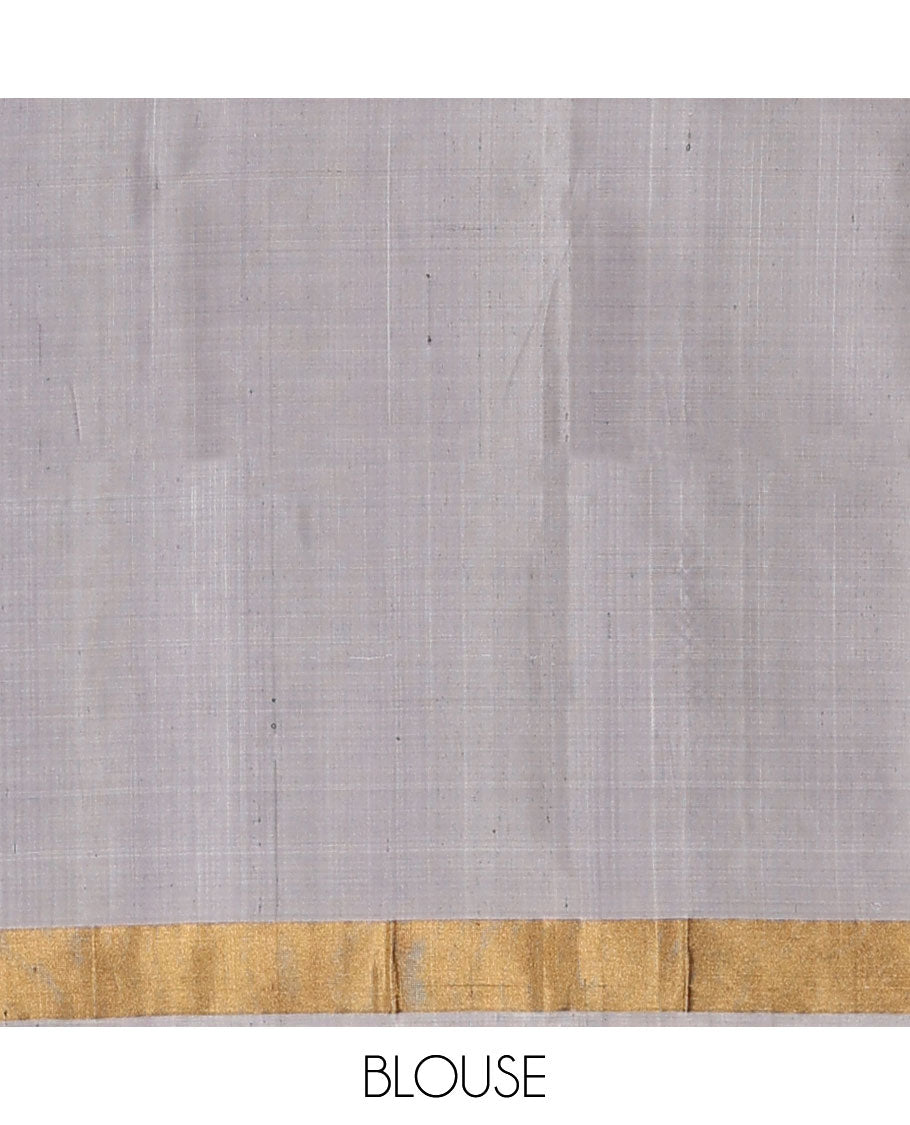 Maroon buttas pure ikkat saree, contrast multi-color geometric patterned ikkat border & pallu