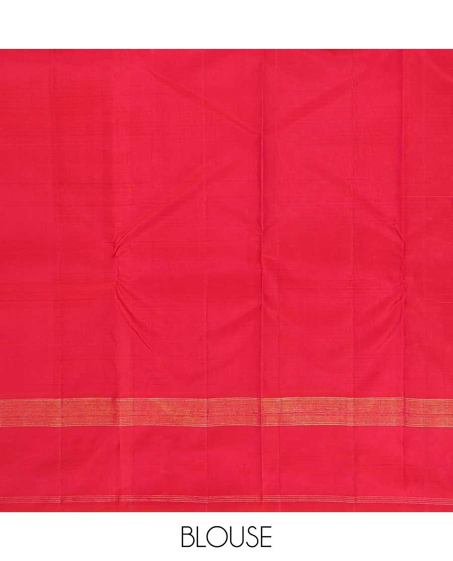 Multi-color checked Kanchipuram silk saree, contrast thazampoo rekku zari border, and zari design pallu