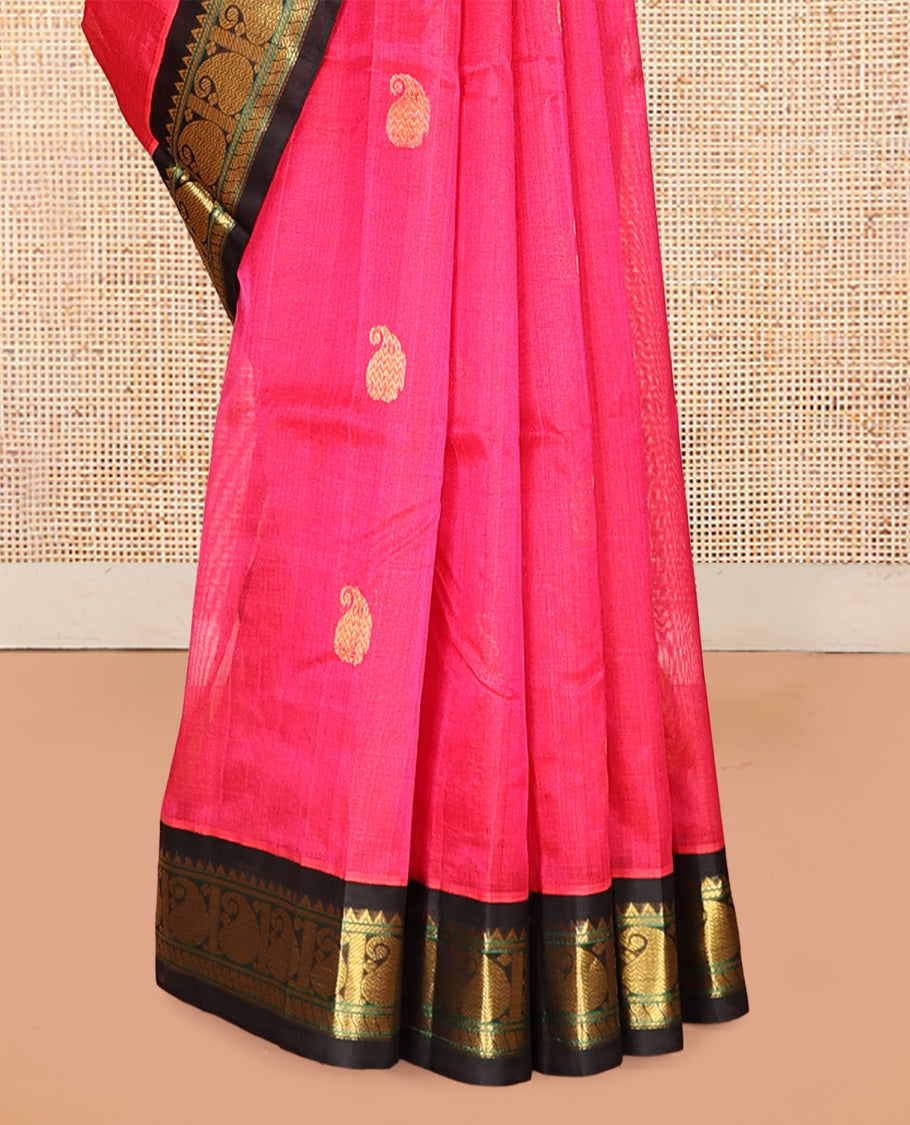 Pink Zari Butta Kuppadam Silk Saree