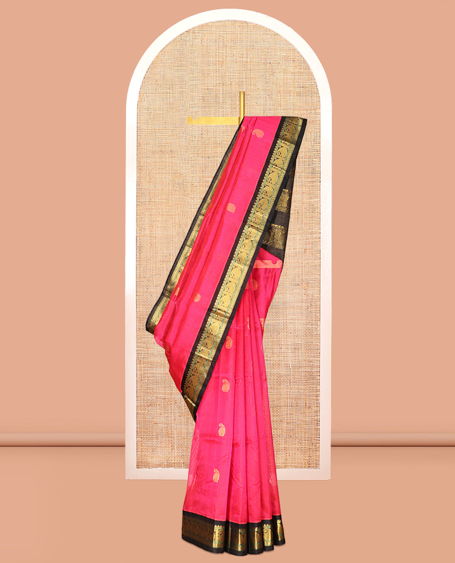Pink Zari Butta Kuppadam Silk Saree