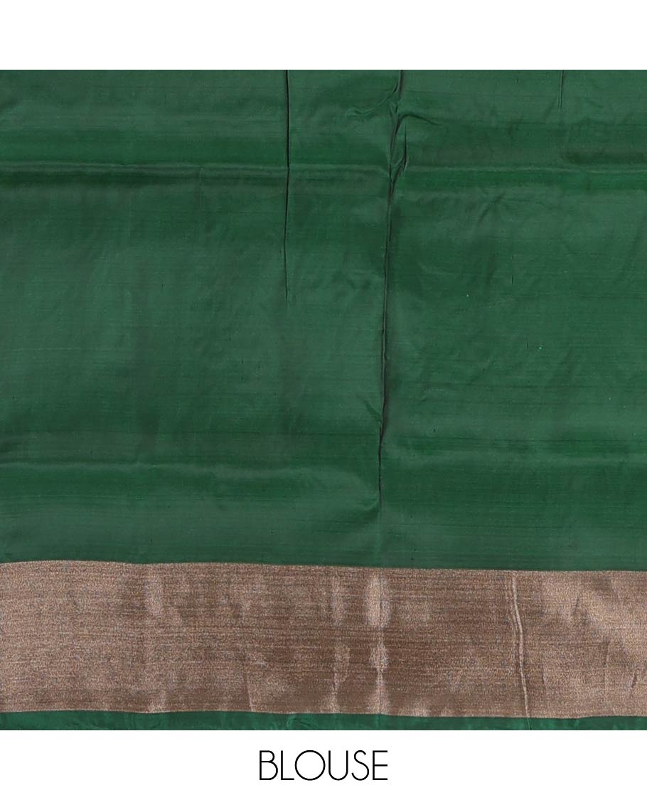 Yellow floral zari buttas Uppada saree, contrast bavanji border, and ogee patterned pallu