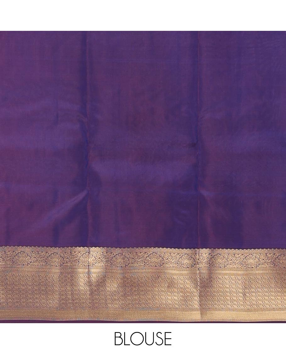 Blue zari buttas Vasundhara silk mix saree, contrast traditional design border, and intricately designed pallu