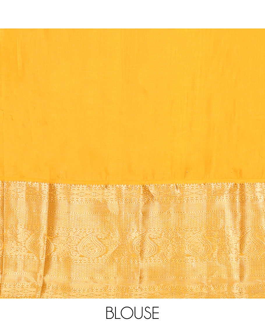 Green zari buttas silk saree, contrast intricate pallu & border of rekku,diamond,lavangam,mayil kann & manga designs