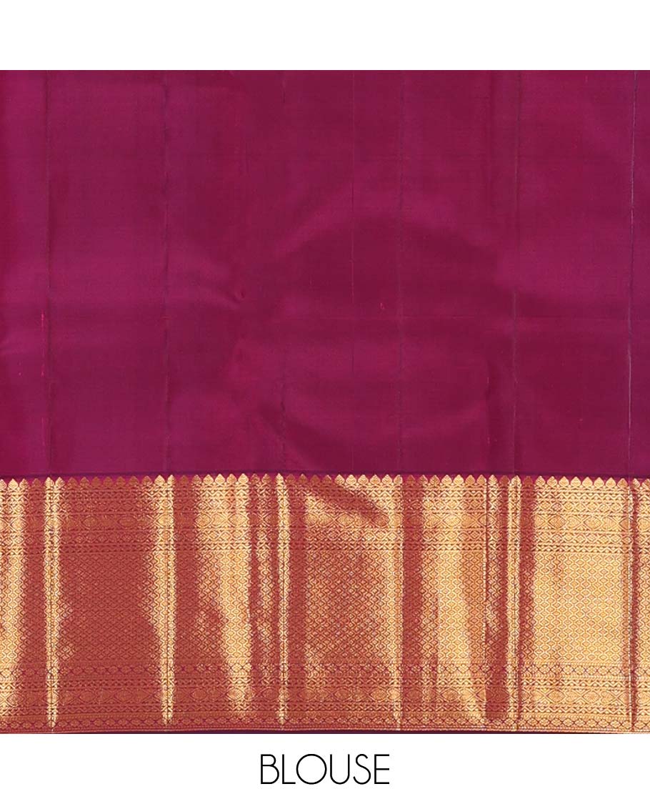 Purple jacquard wedding silk saree, zari border of thilakam mokku,neli, jadai nagam, and jaal design, and jaal pallu